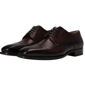 Magnanni Men Melrose Cap Toe Derby Dress Shoes EU 41.5 US 8.5 Brown Leather NIB
